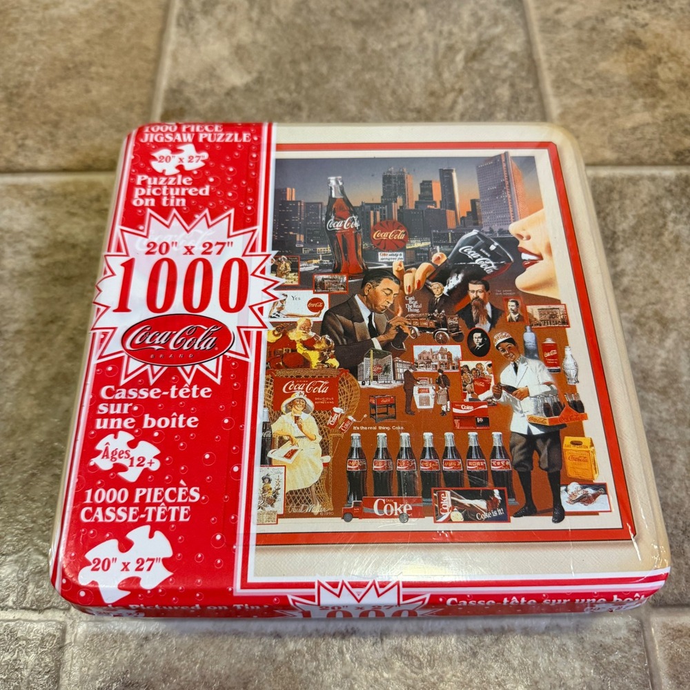 Coca-Cola 1000 Piece Jigsaw Puzzle Vintage Collage Collectible Tin 20x27 New